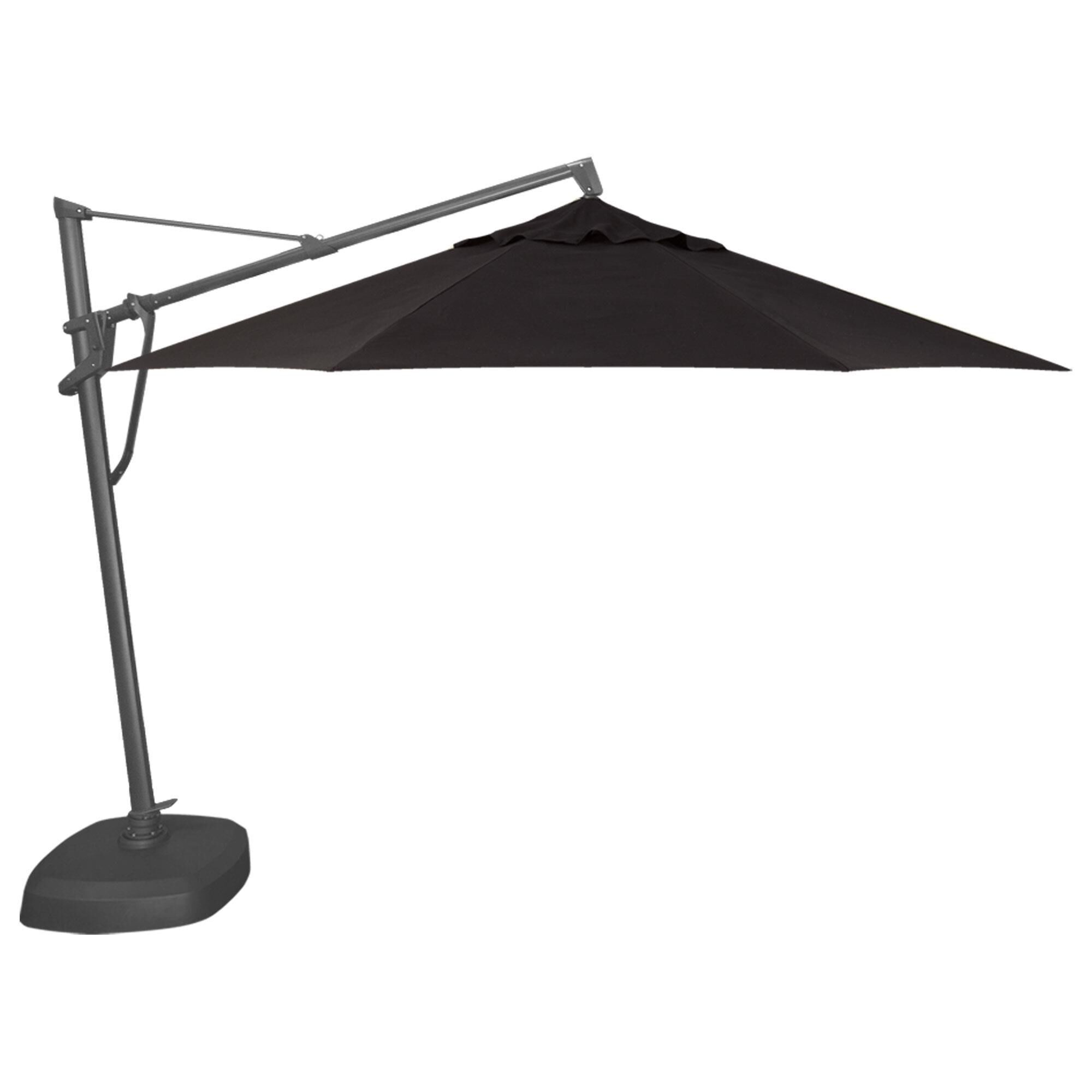 Treasure Garden 11" Cantilever Umbrella with Black Base in Black, , large