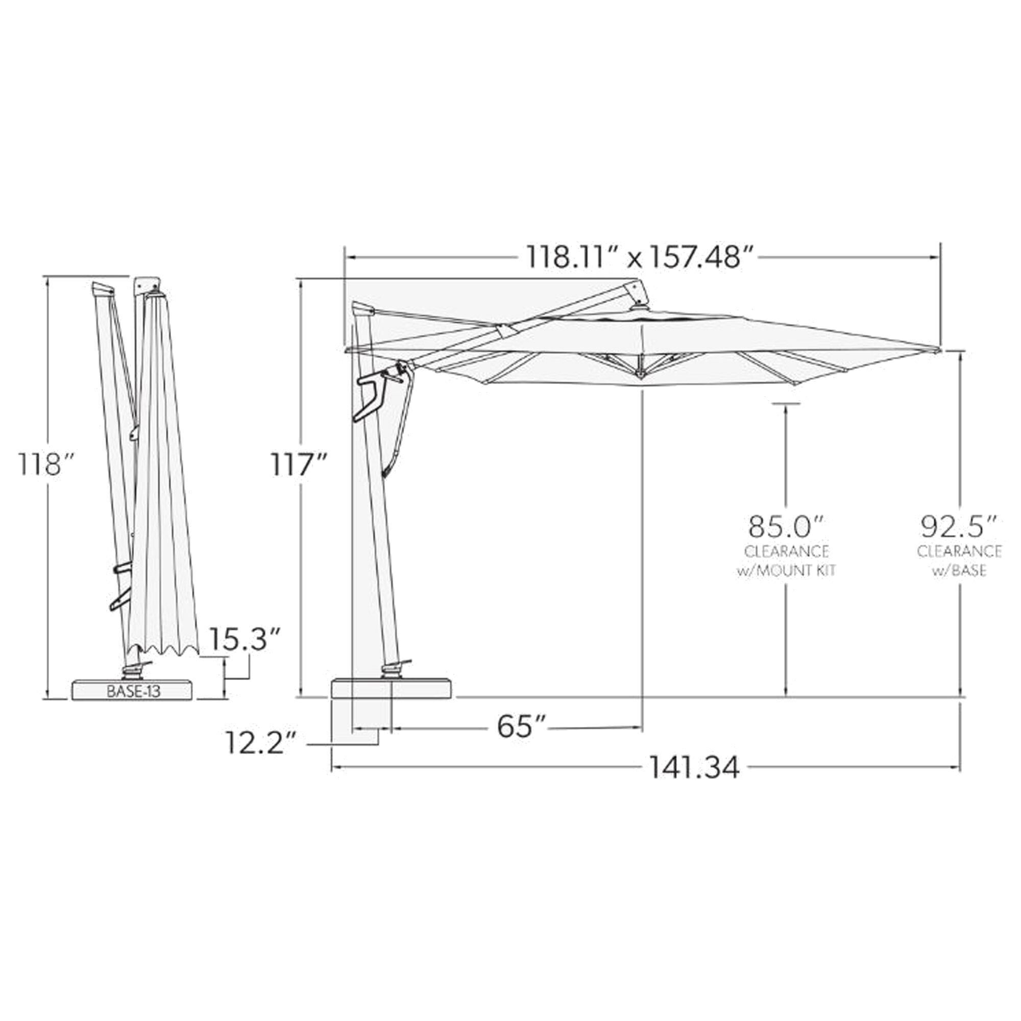 Treasure Garden 10"x13" Cantilever Umbrella with Bronze Base in Straw, , large