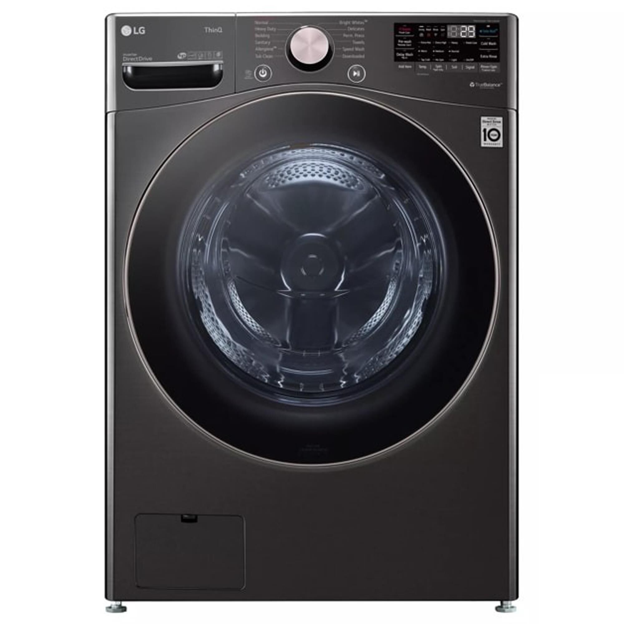LG 4.5 Cu. Ft. Front Load Washer and 7.4 Cu. Ft. Electric Dryer Laundry Pair with Pedestals in Black Steel, , large