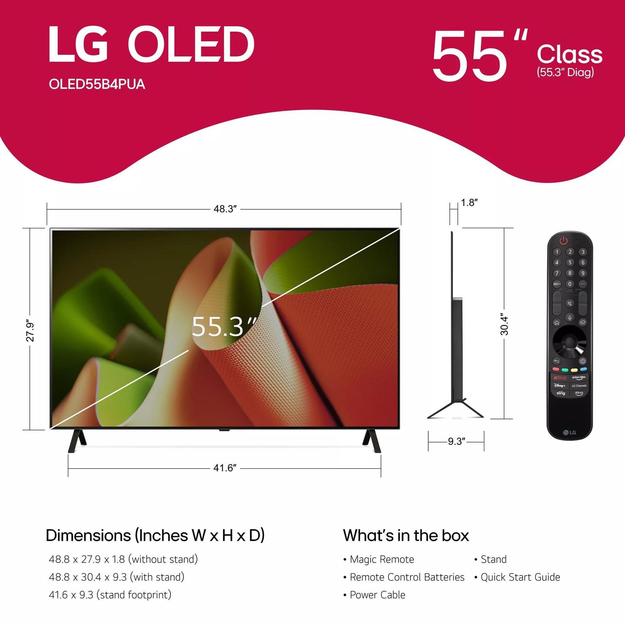 LG 55" Class B4 4K OLED - Smart TV with 3.1 Channel Sound Bar and Wireless Subwoofer in Black, , large