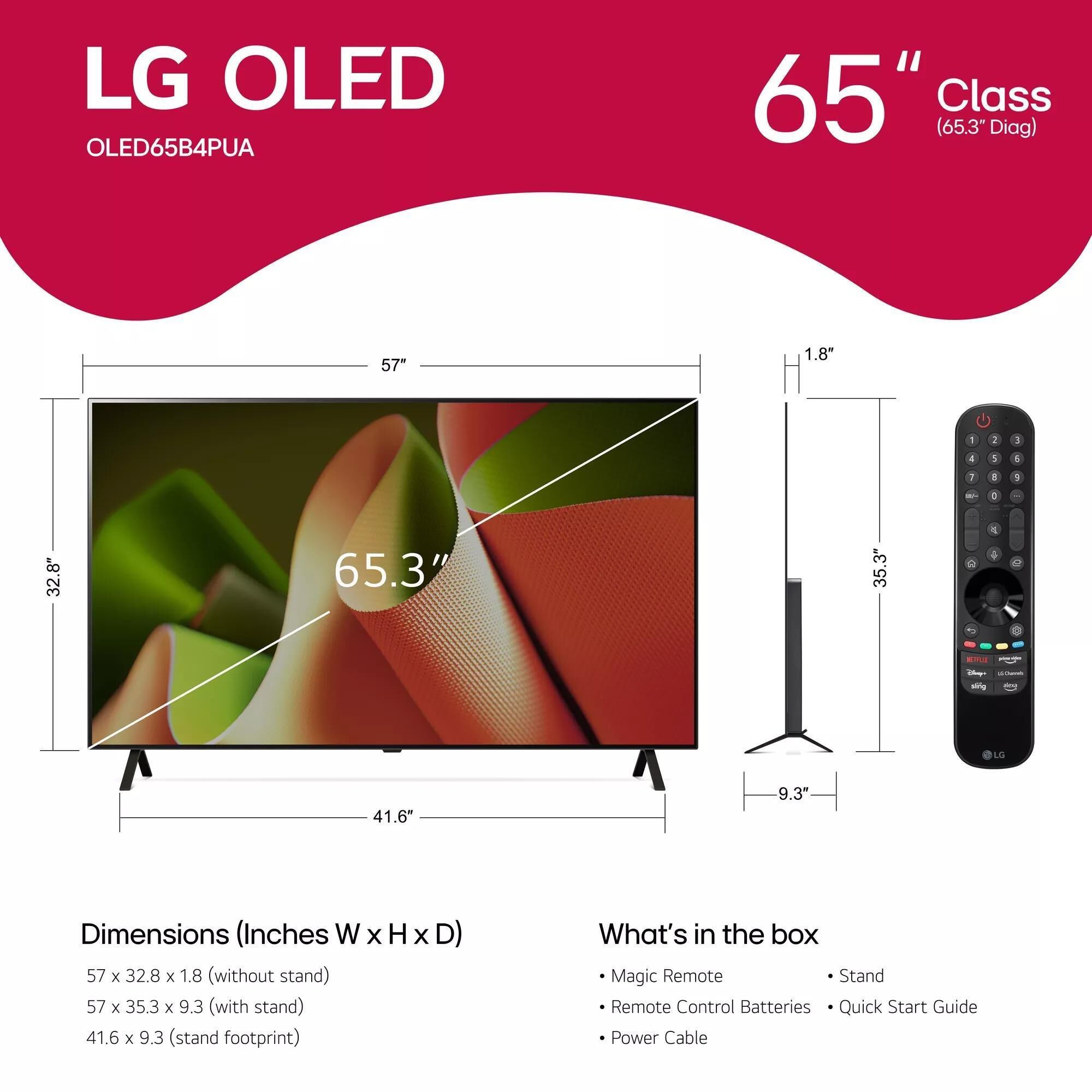 LG 65" Class B4 4K OLED - Smart TV with 3.1 Channel Sound Bar and Wireless Subwoofer in Black, , large