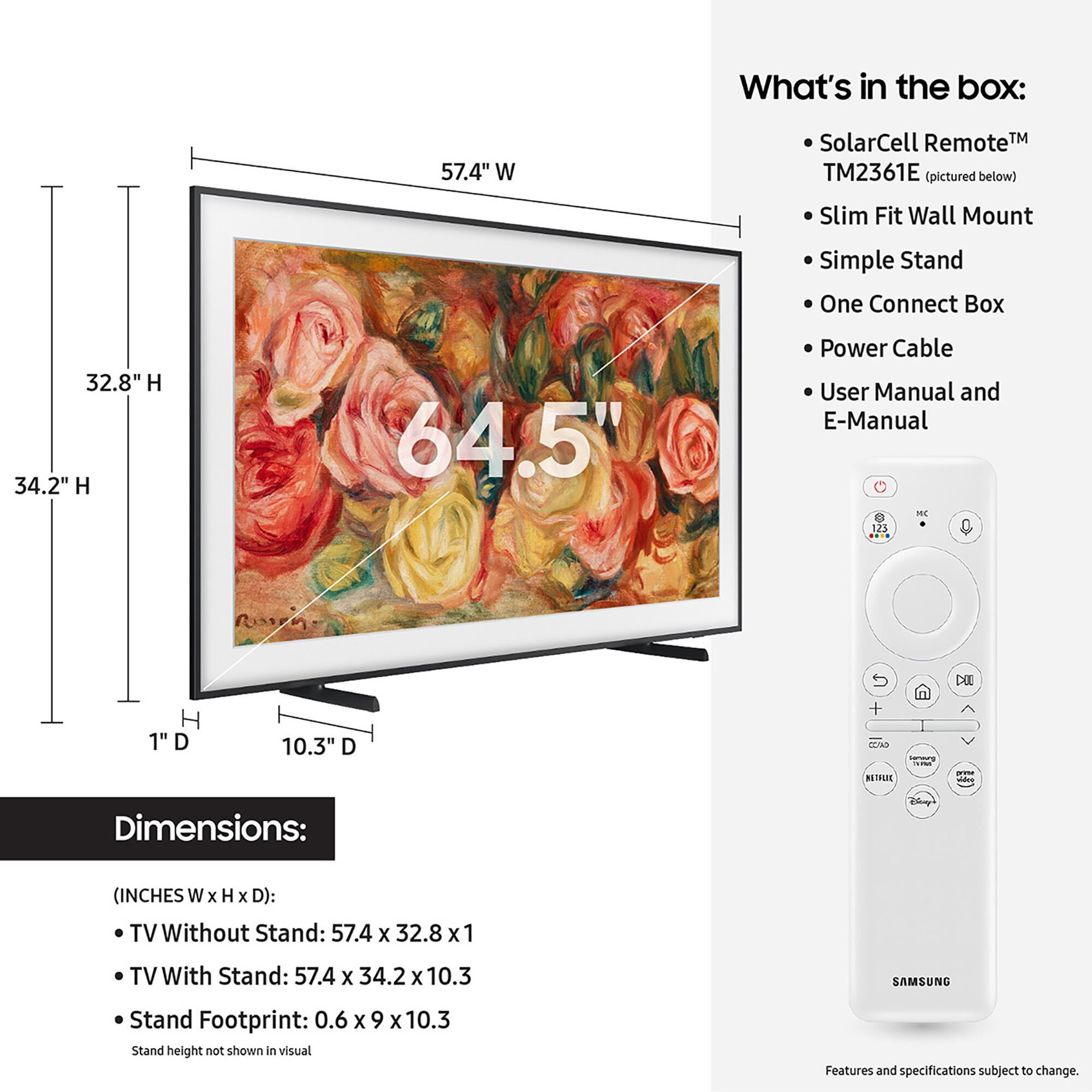 Samsung 65" 4K Frame TV w/ Frame Speaker, , large