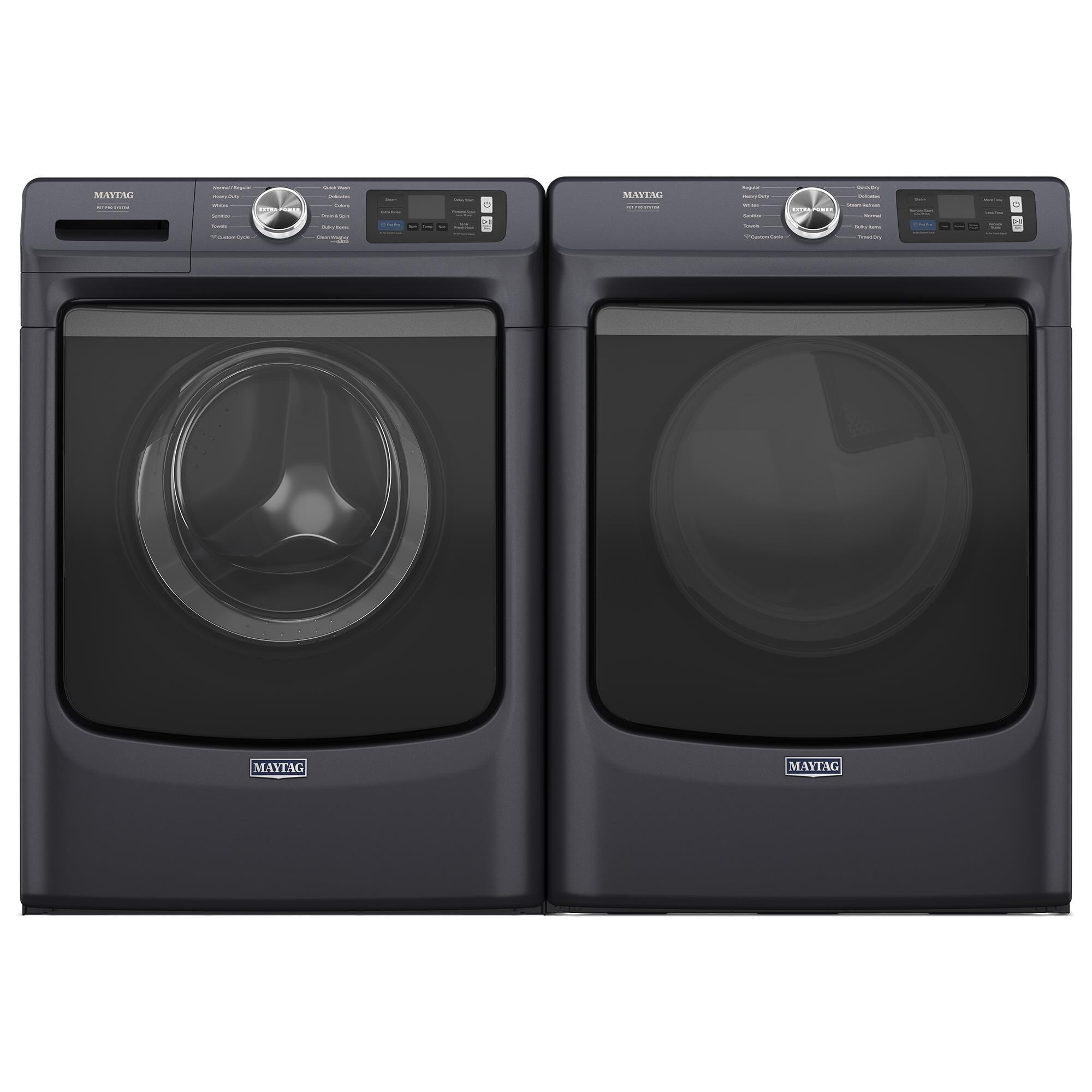 Maytag Maytag 5 Cu. Ft. Capacity Front Load Washer and Maytag 7.3 Cu. Ft. Capacity Front Load Electric Dryer in Midnight Steel, , large