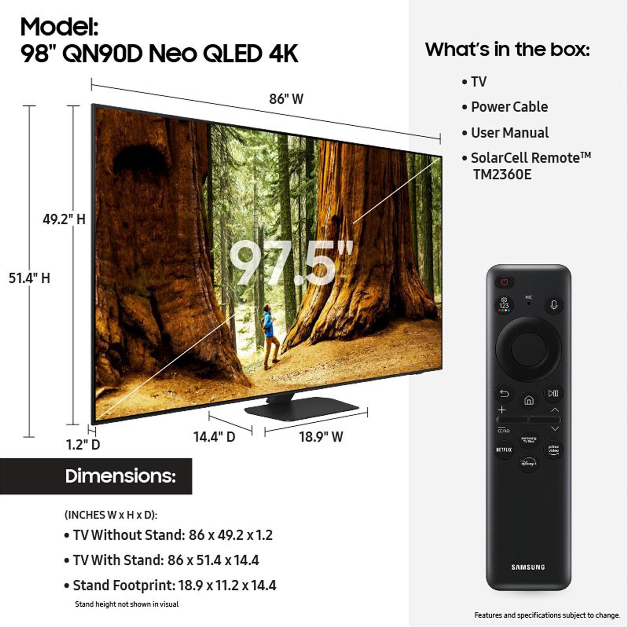 Samsung 98" 4K SmartTV W/Soundbar Sys, , large