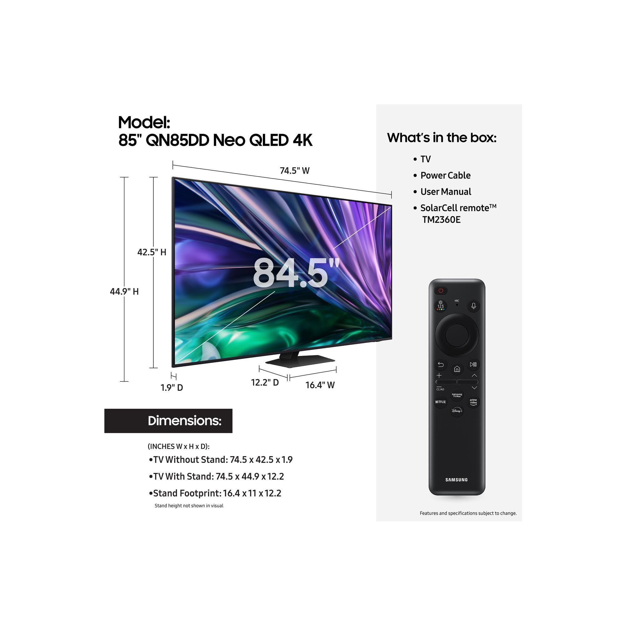Samsung 85" 4K QLED w/Soundbar Sys, , large