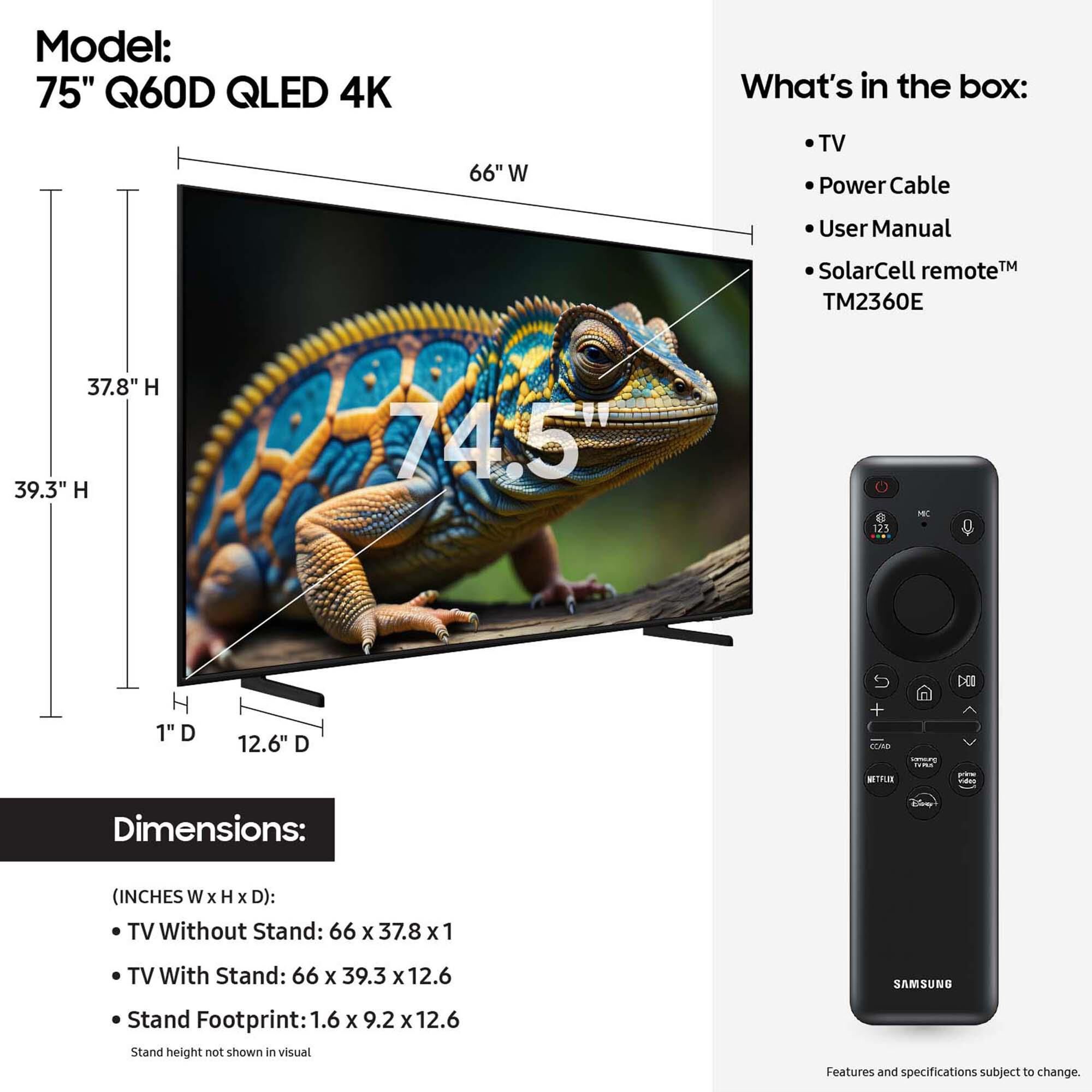 Samsung 75" 4K QLED w/Soundbar Sys, , large
