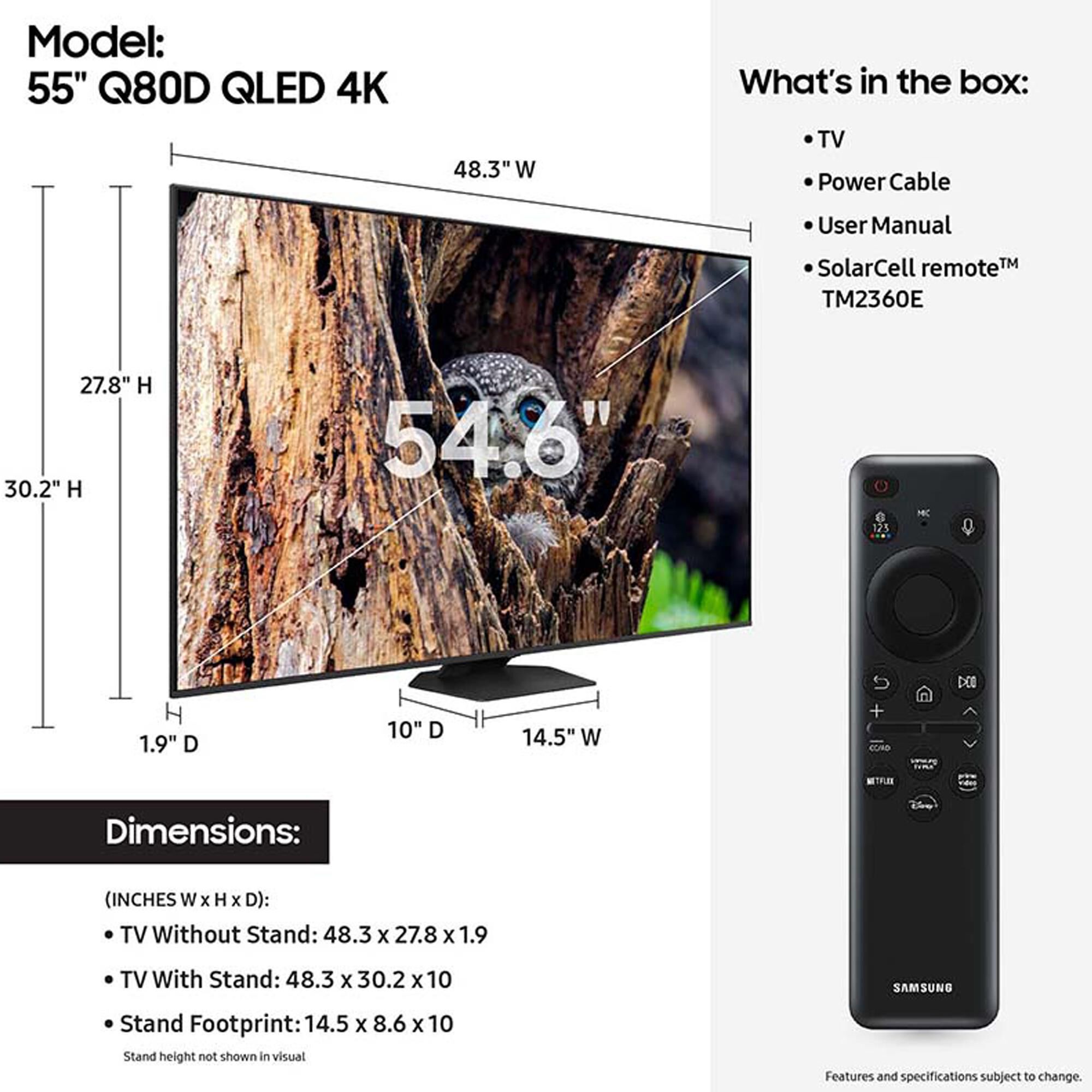 Samsung 55" 4K QLED w/Soundbar Sys, , large
