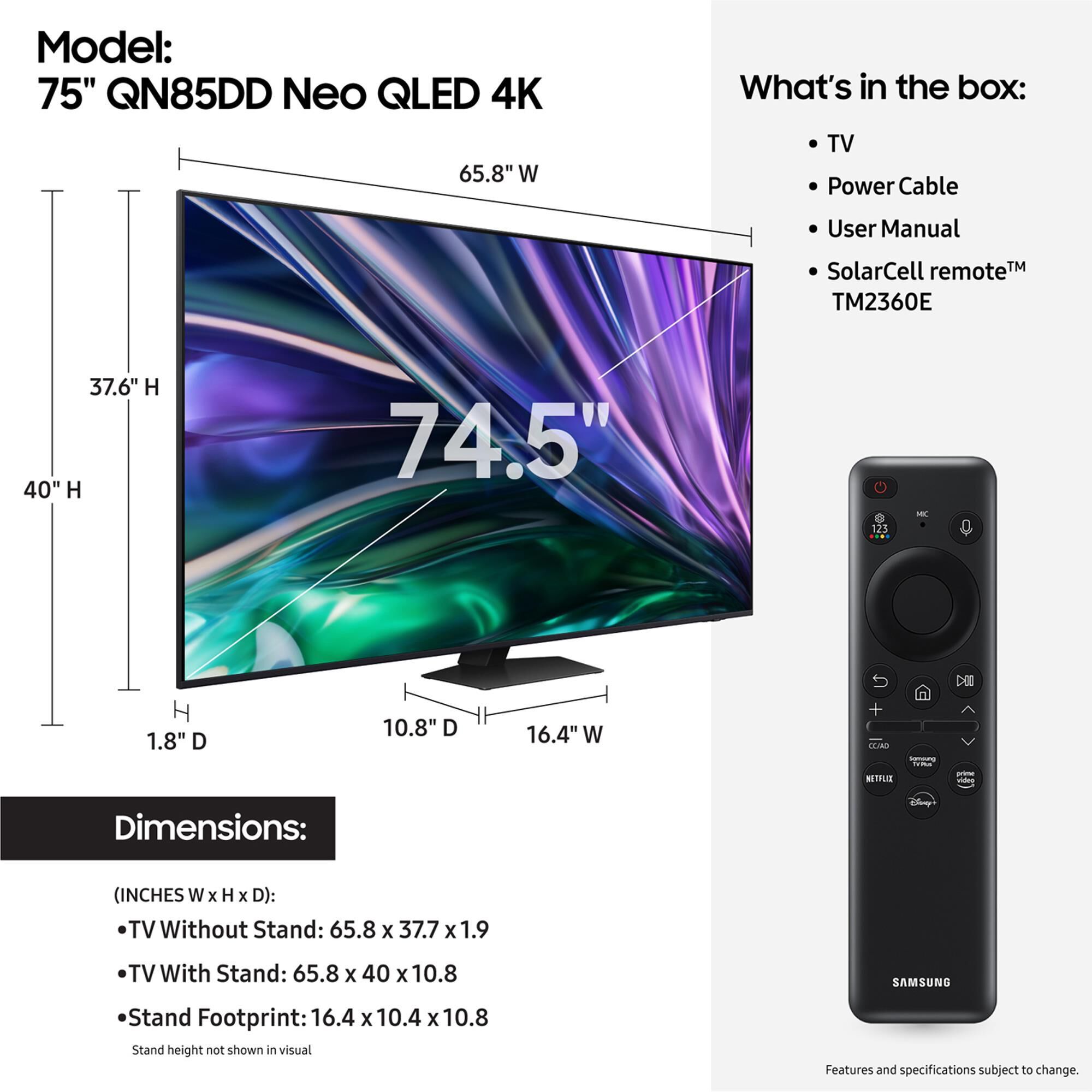 Samsung 75" 4K QLED w/Soundbar Sys, , large
