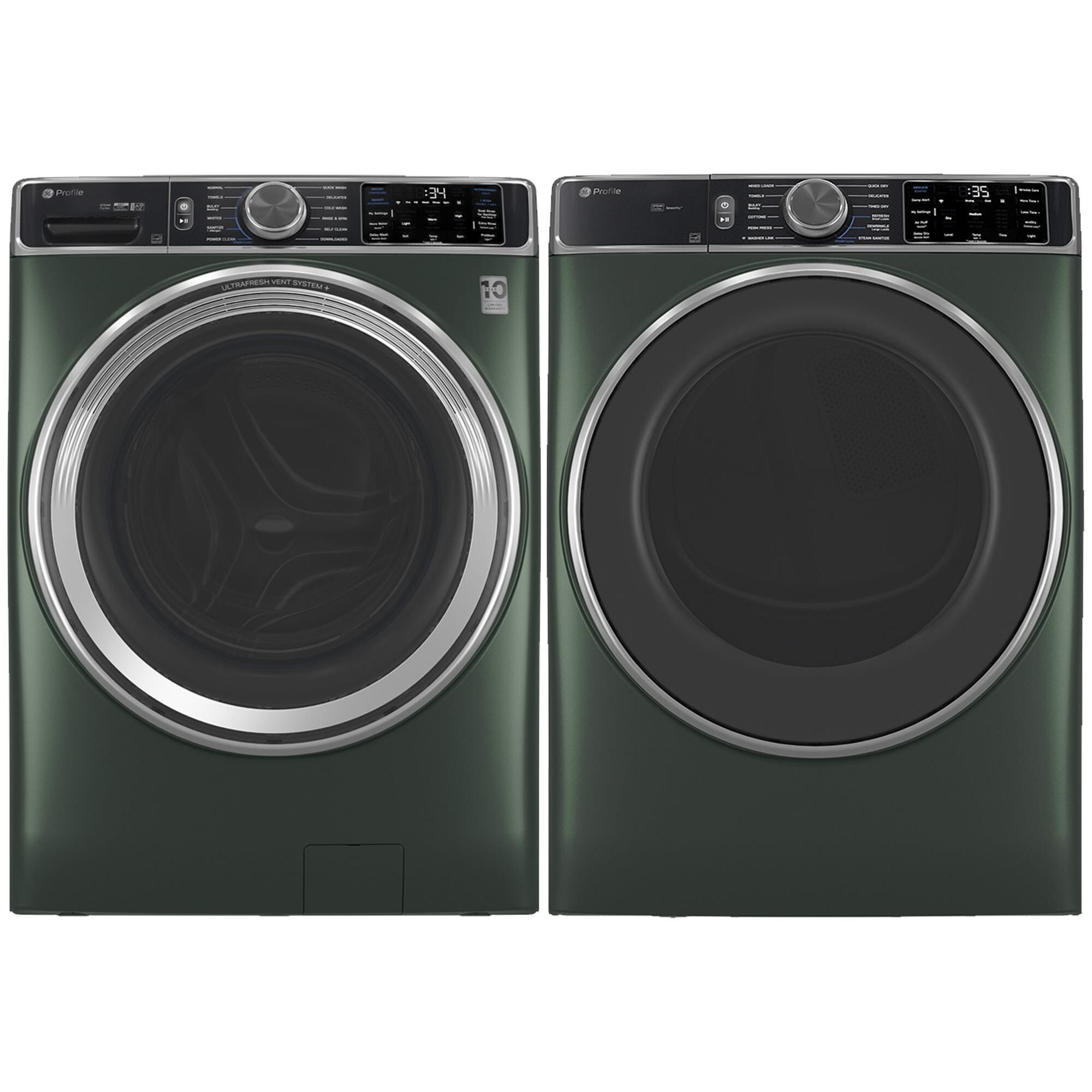 GE Profile 5.5 Cu. Ft. Smart Front Load Washer and 7.8 Cu. Ft. Electric Dryer Laundry Pair in Jade Green, , large