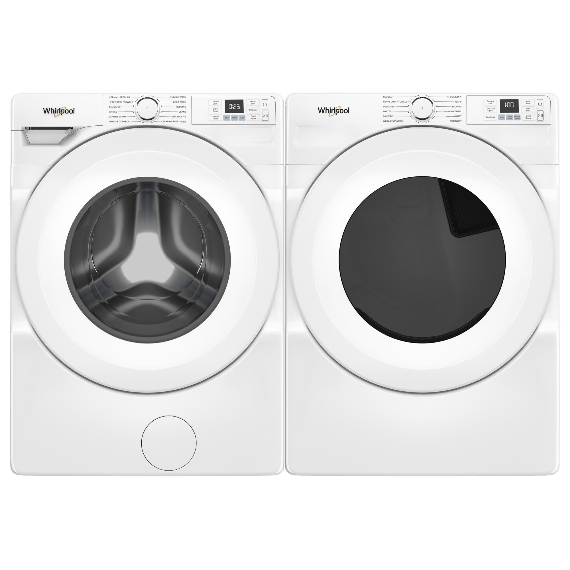 Whirlpool 4.5 Cu. Ft. Front Load Washer and 7.4 Cu. Ft. Electric Dryer Laundry Pair in White, , large