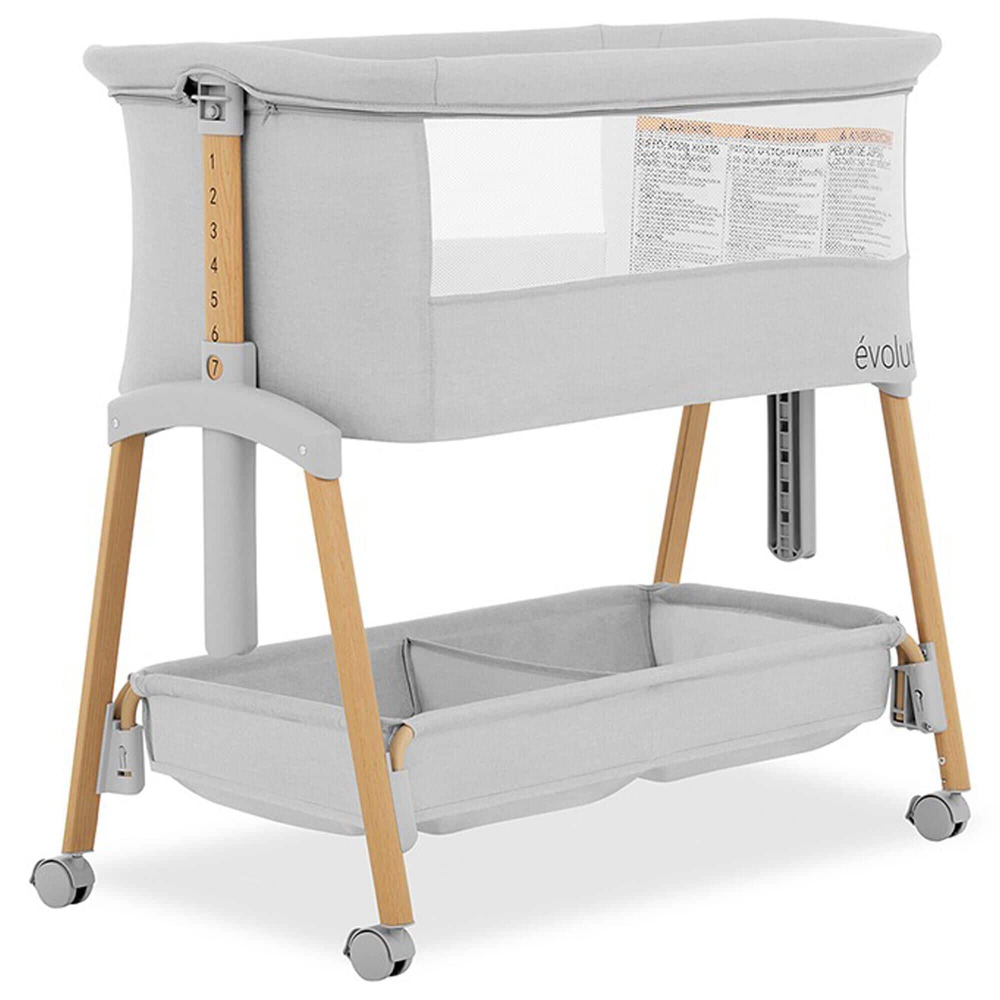 Evolur Lullaby Portable Bassinet in Light Grey, , large