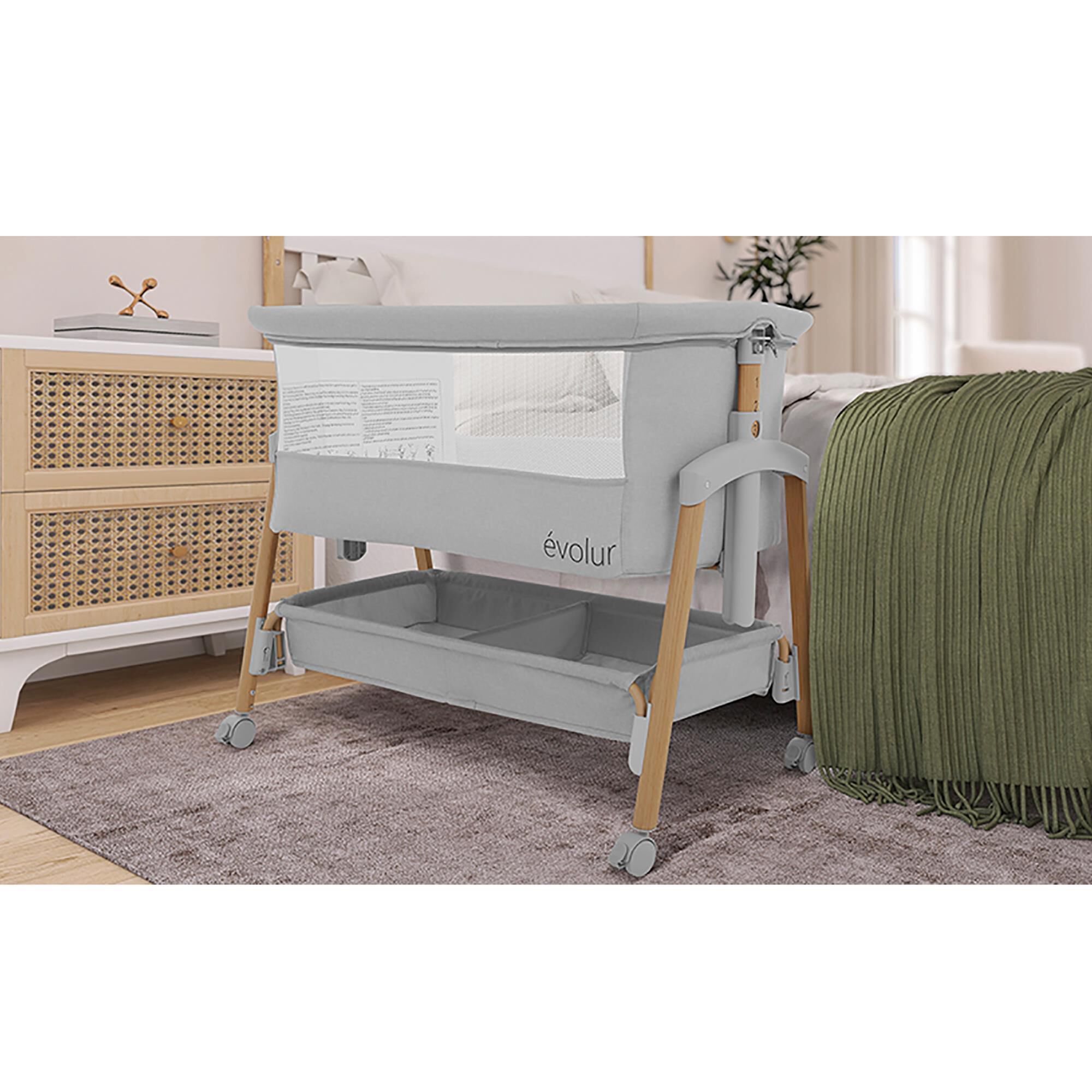 Evolur Lullaby Portable Bassinet in Light Grey, , large