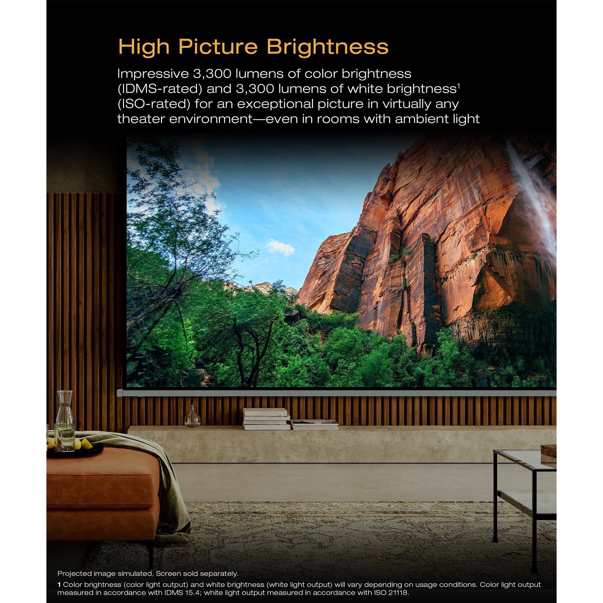 Epson QB1000 4K HDR 3300 Lumen 3LCD Laser Projector in White, , large