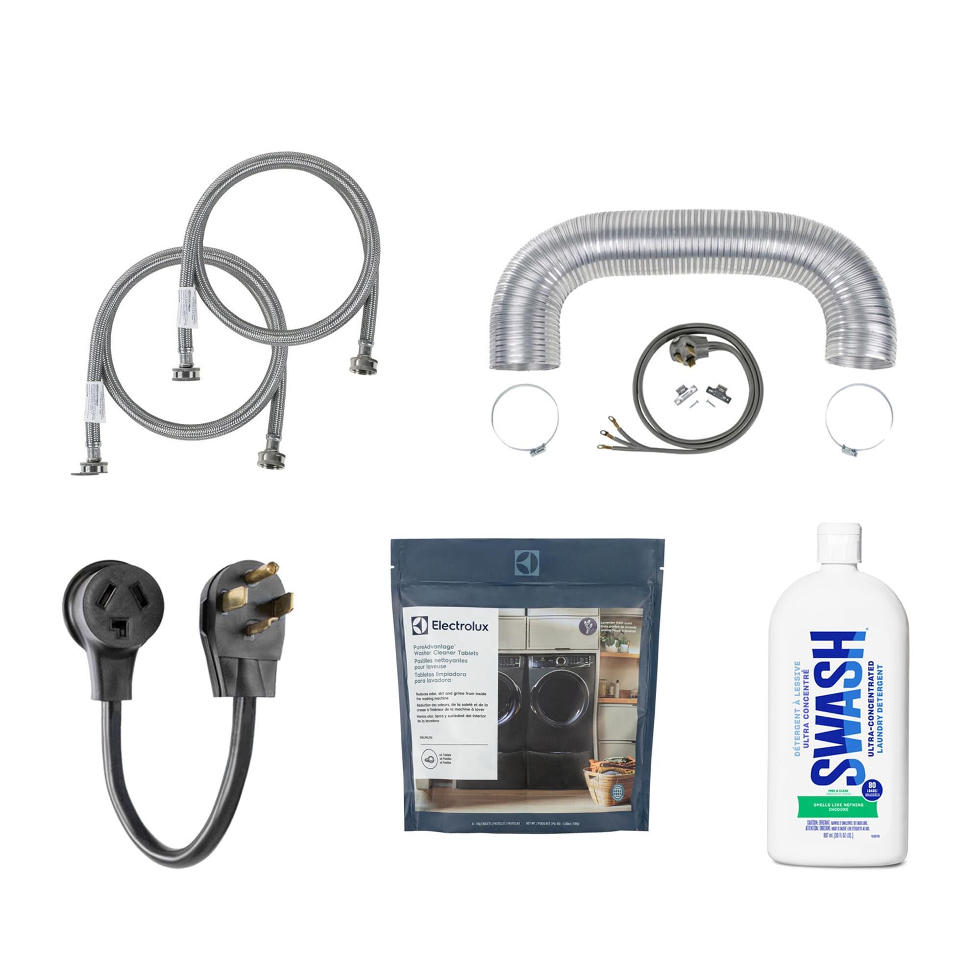 Petra Industries Inc 5-Piece Laundry 3-Prong Laundry Accessory Kit in Gray and Silver