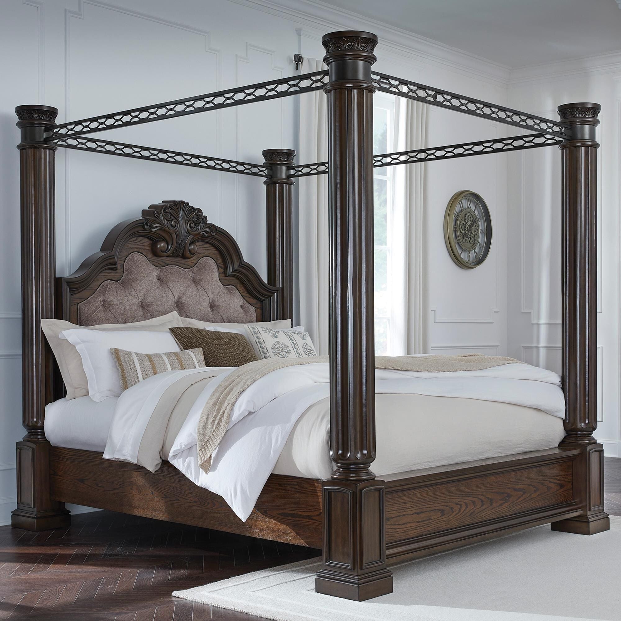 Millenium Maylee King Canopy Bed in Dark Brown