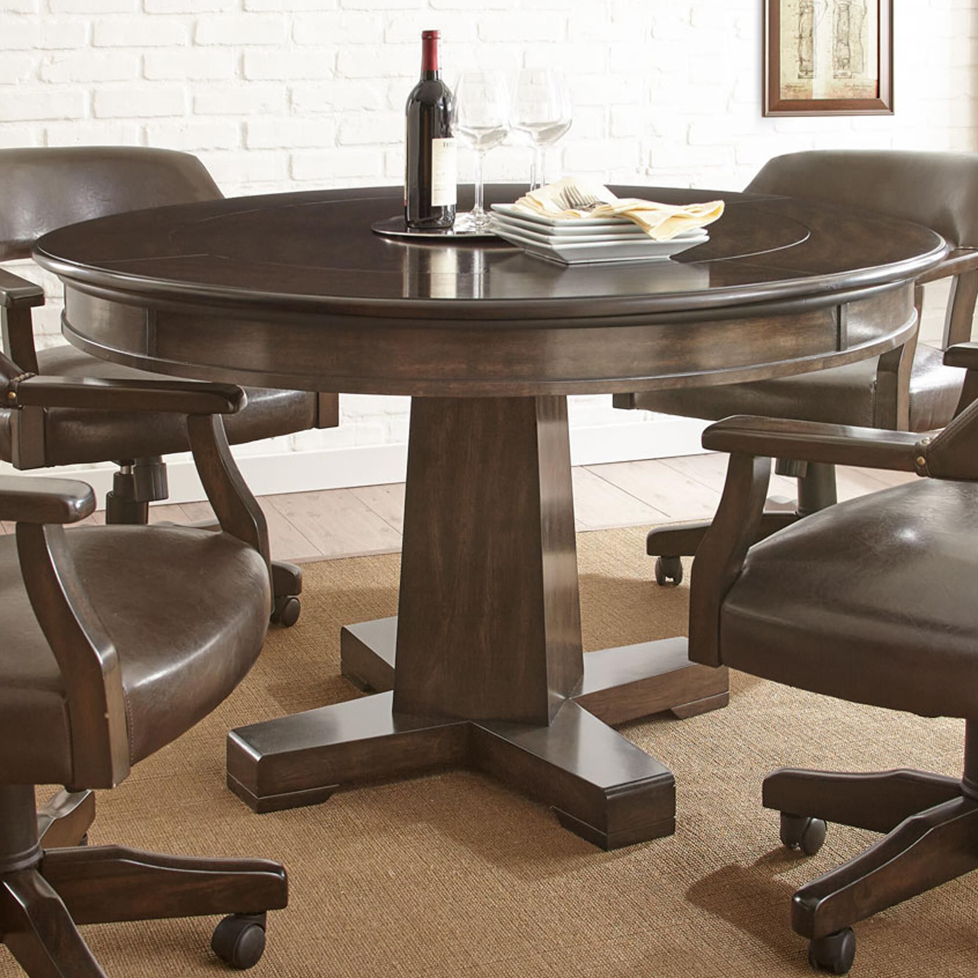 STEVE SILVER Rudy 5-Piece Round Game Table Set in Medium Walnut, , large