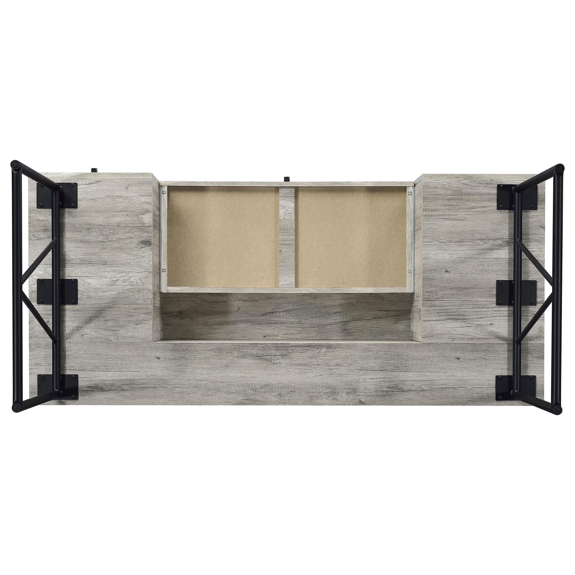 Coaster Analiese 2-Piece Desk and Bookcase Set in Black and Grey Driftwood, , large
