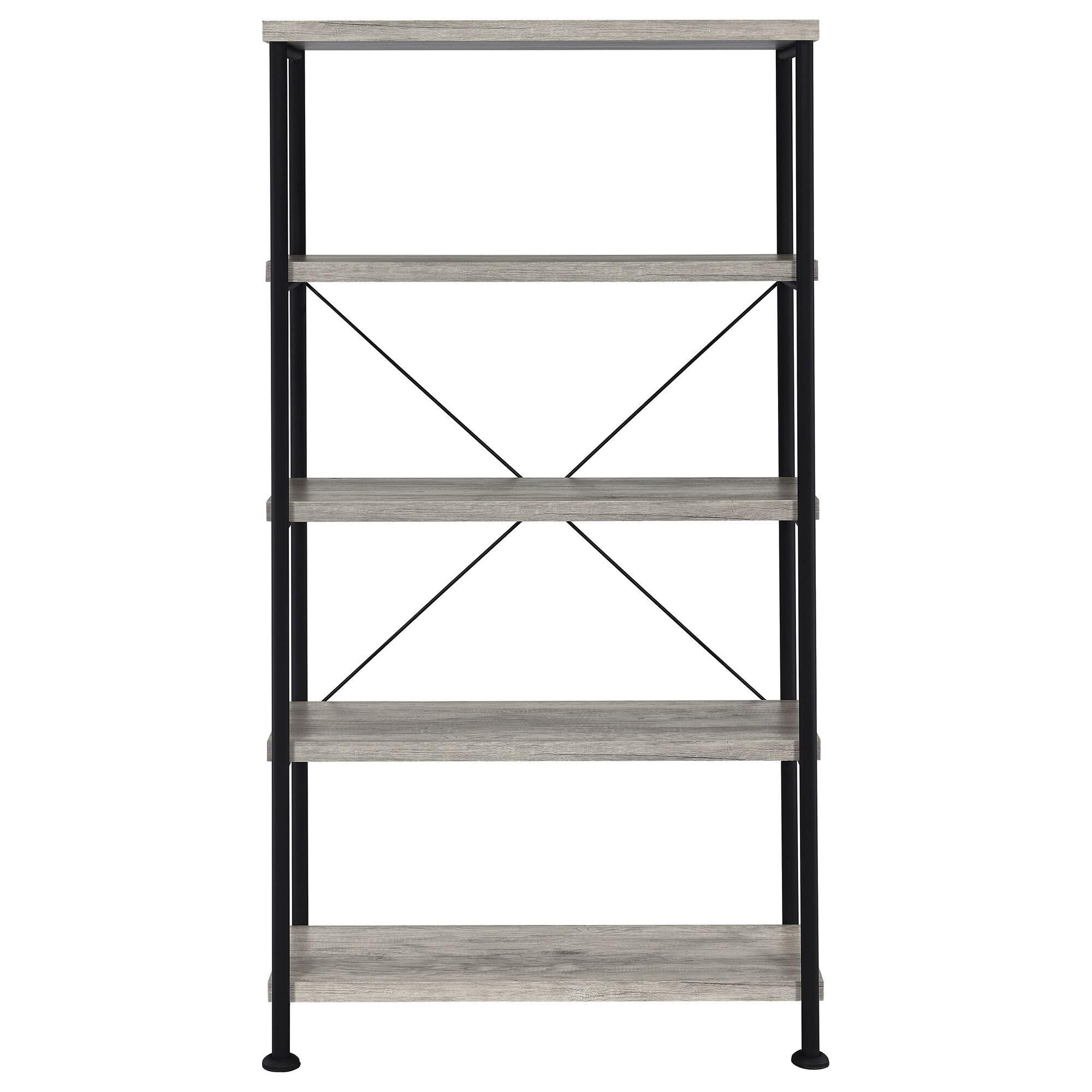 Coaster Analiese 2-Piece Desk and Bookcase Set in Black and Grey Driftwood, , large