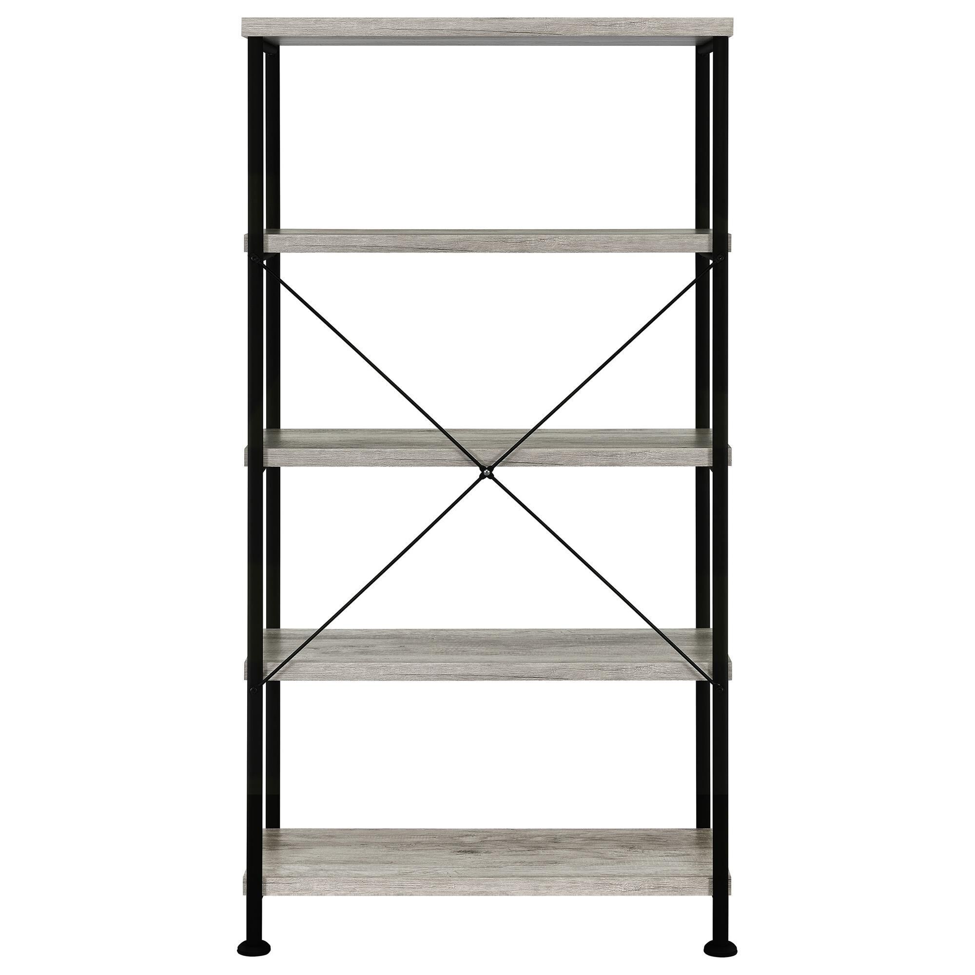 Coaster Analiese 2-Piece Desk and Bookcase Set in Black and Grey Driftwood, , large
