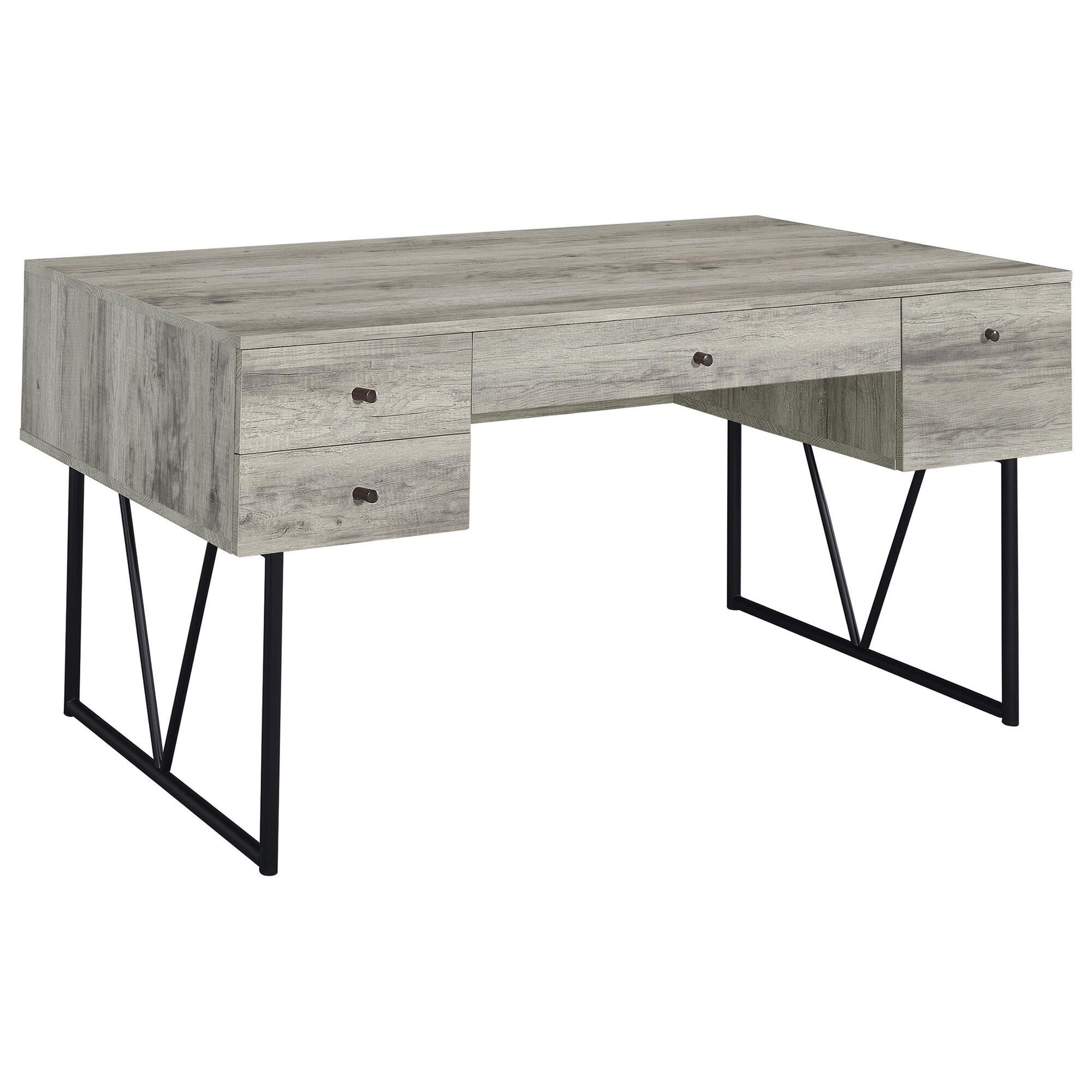 Coaster Analiese 2-Piece Desk and Bookcase Set in Black and Grey Driftwood, , large