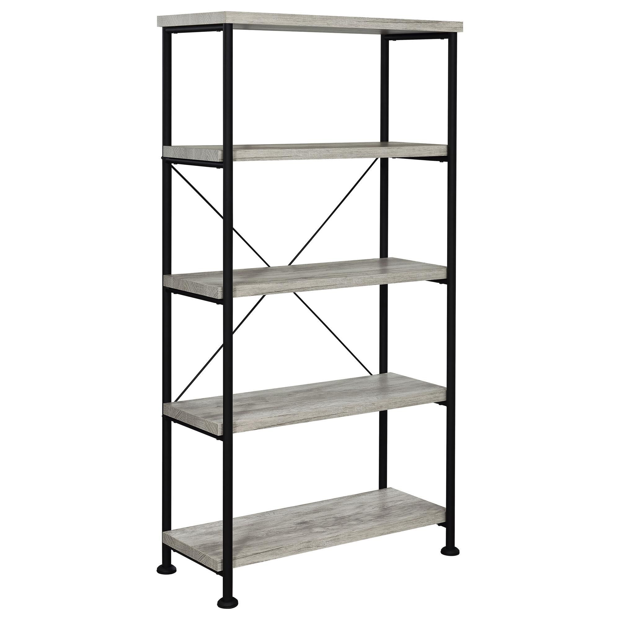 Coaster Analiese 2-Piece Desk and Bookcase Set in Black and Grey Driftwood, , large