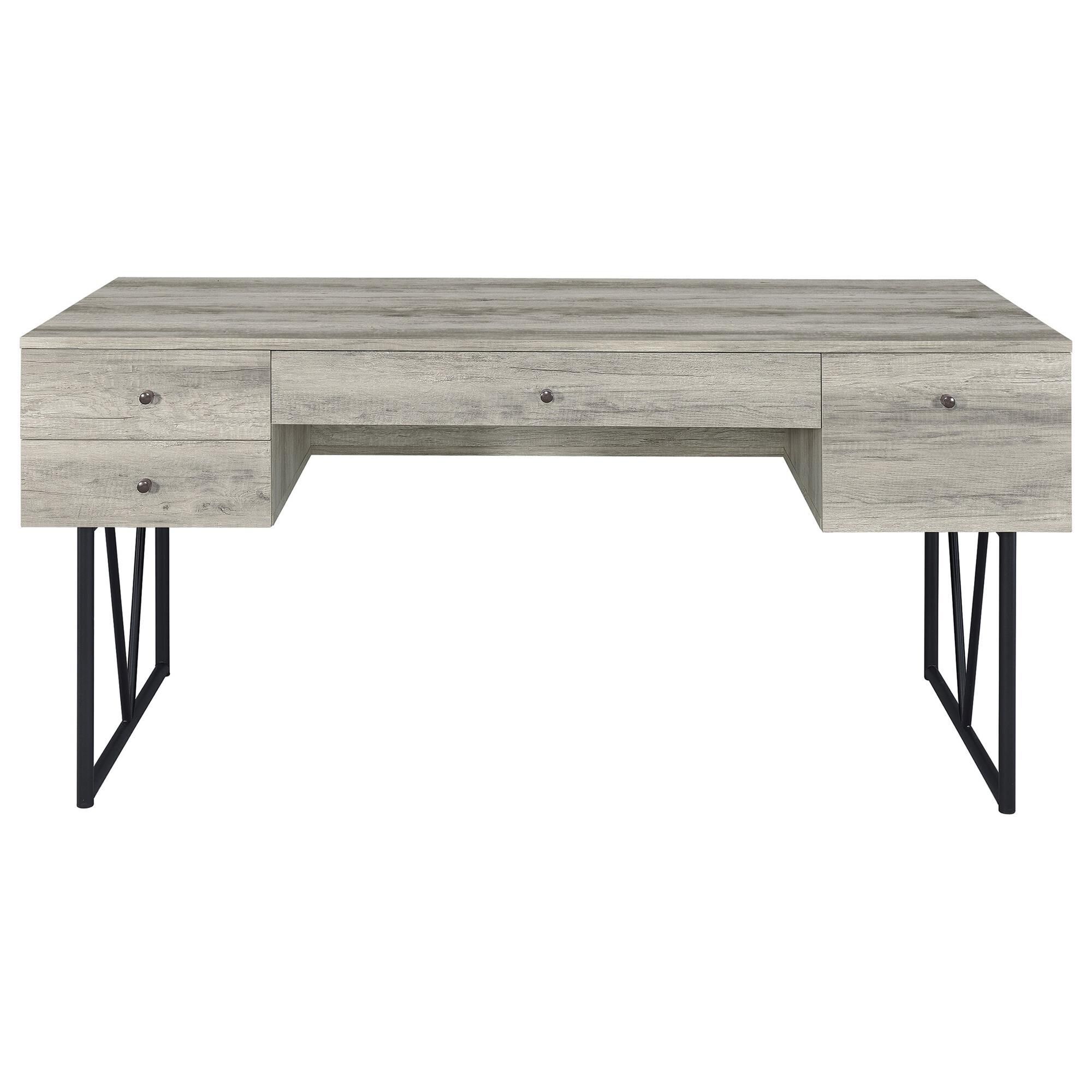 Coaster Analiese 2-Piece Desk and Bookcase Set in Black and Grey Driftwood, , large