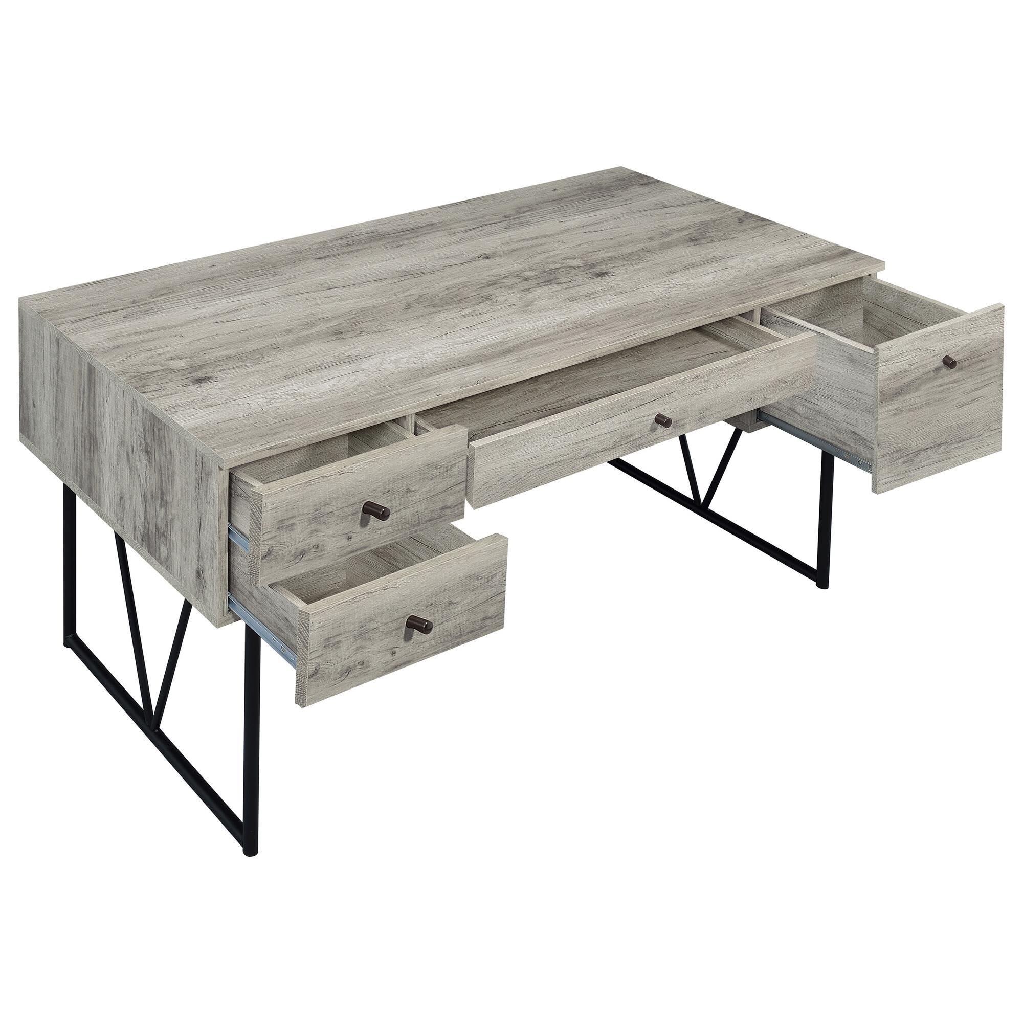 Coaster Analiese 2-Piece Desk and Bookcase Set in Black and Grey Driftwood, , large