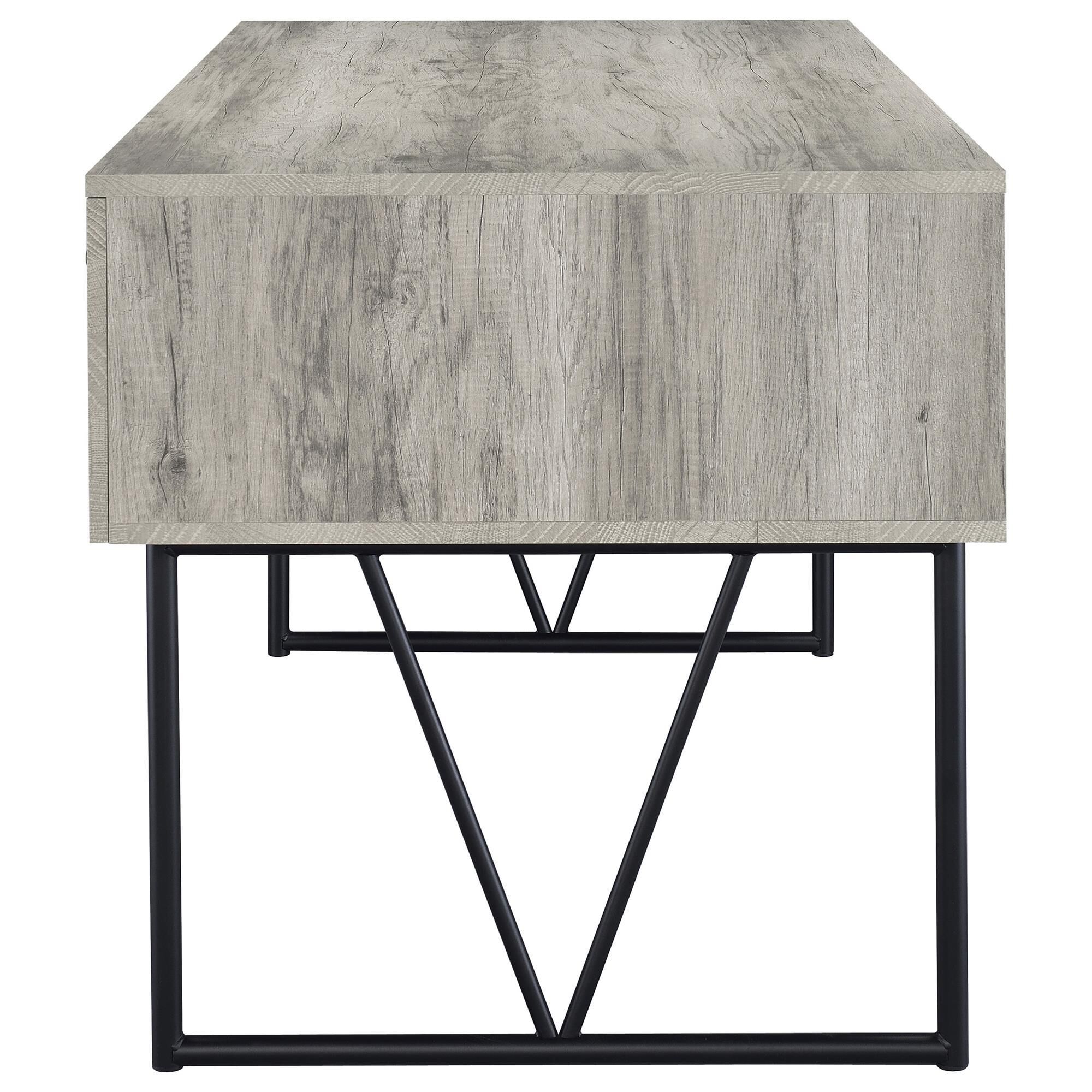 Coaster Analiese 2-Piece Desk and Bookcase Set in Black and Grey Driftwood, , large