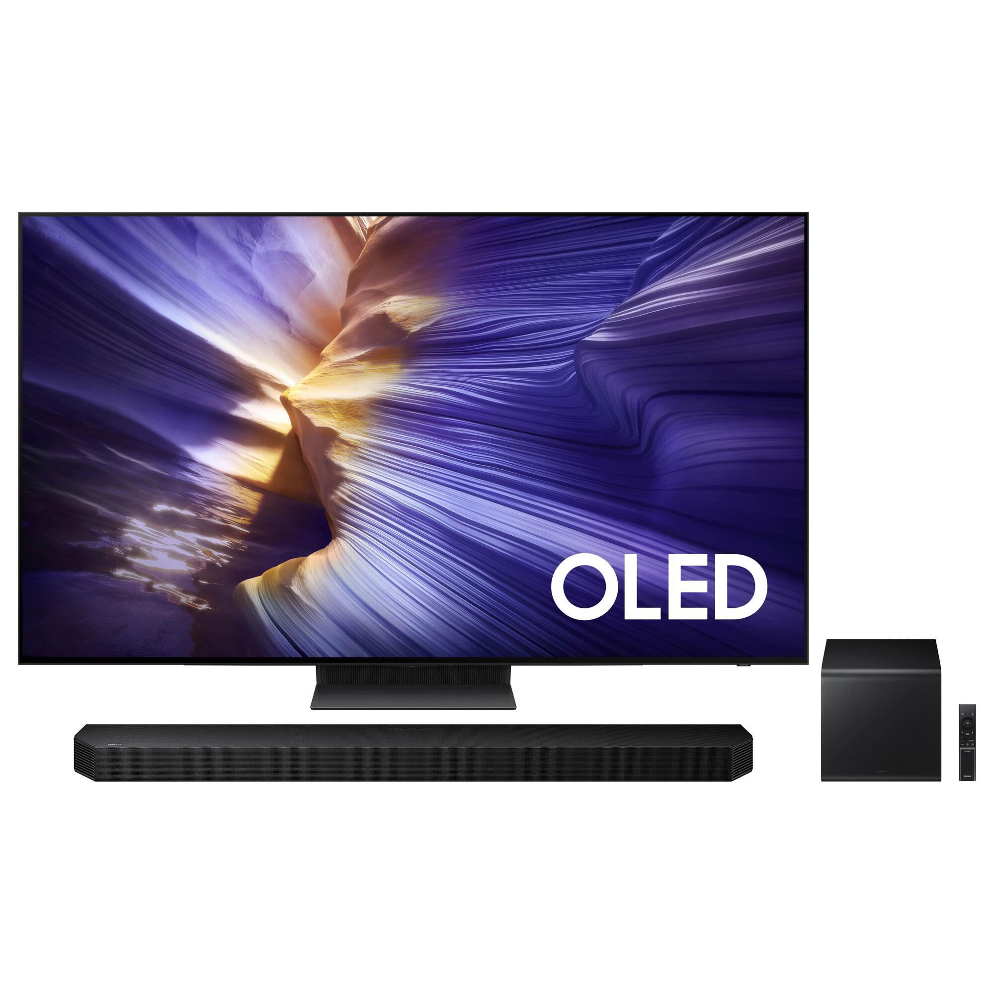 Samsung 65" Class S90F OLED 4K Vision AI - Smart TV with Q-Series 5.1.2 Channel Soundbar System in Graphite Black, Space Titan and Black