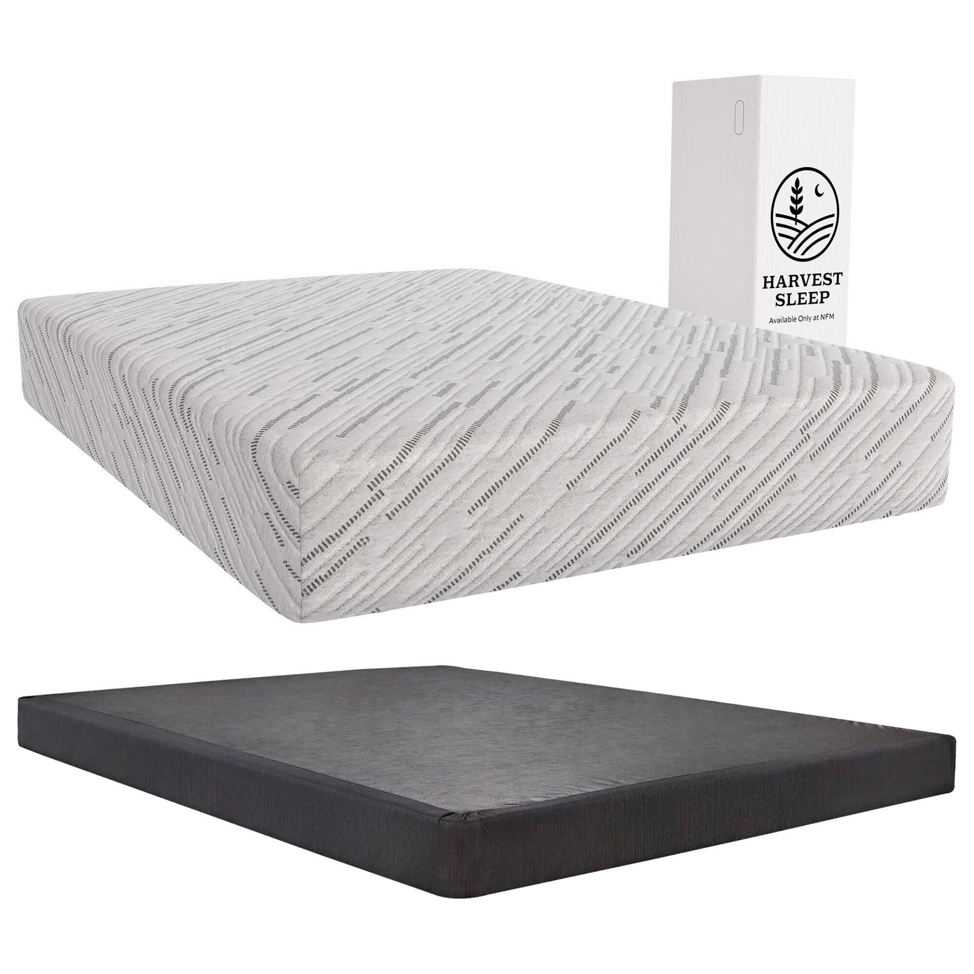 Harvest Sleep 10" Firm Memory Foam Twin Mattress in a Box with Low Profile Box Spring
