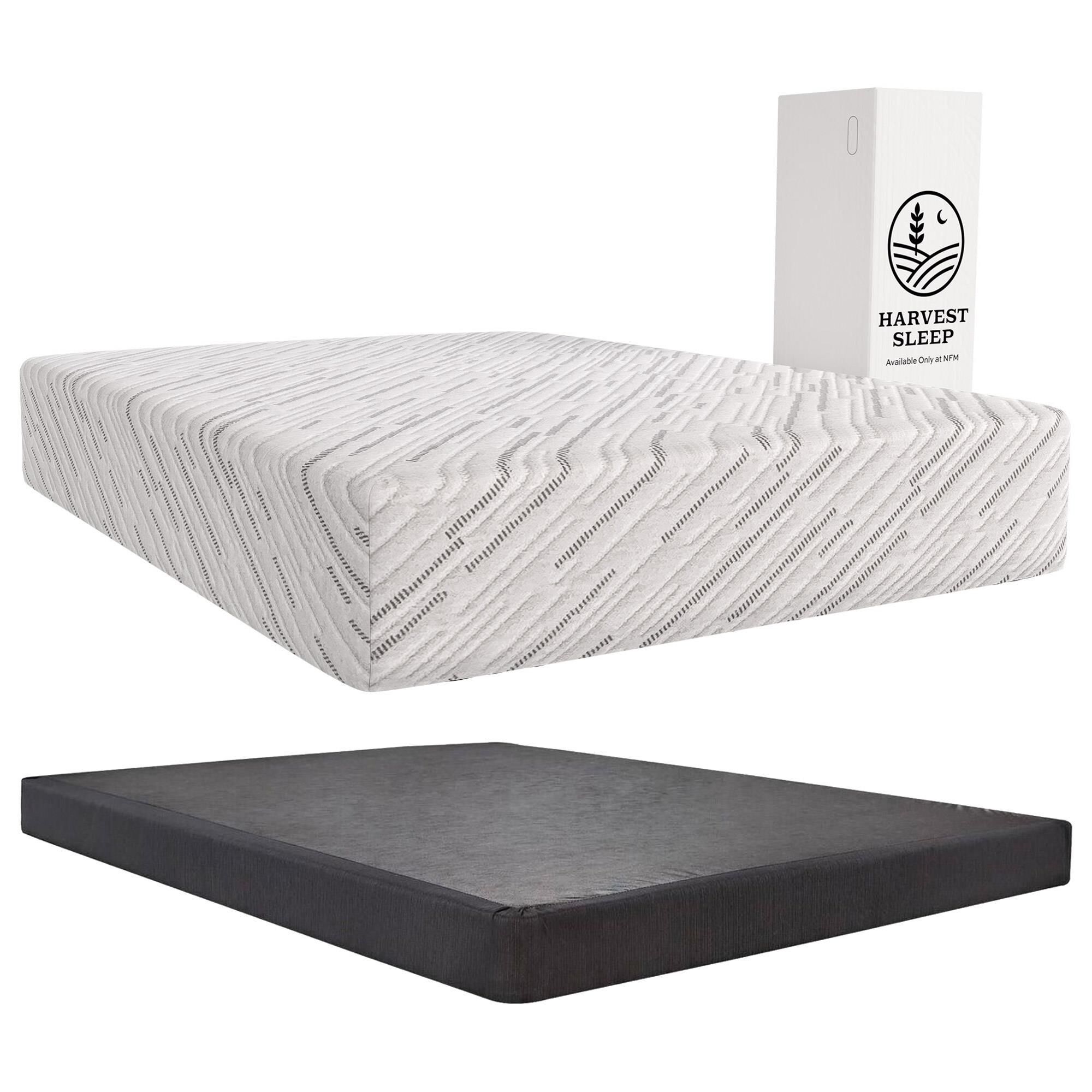 Harvest Sleep 12" Medium Memory Foam Twin XL Mattress in a Box with Low Profile Box Spring