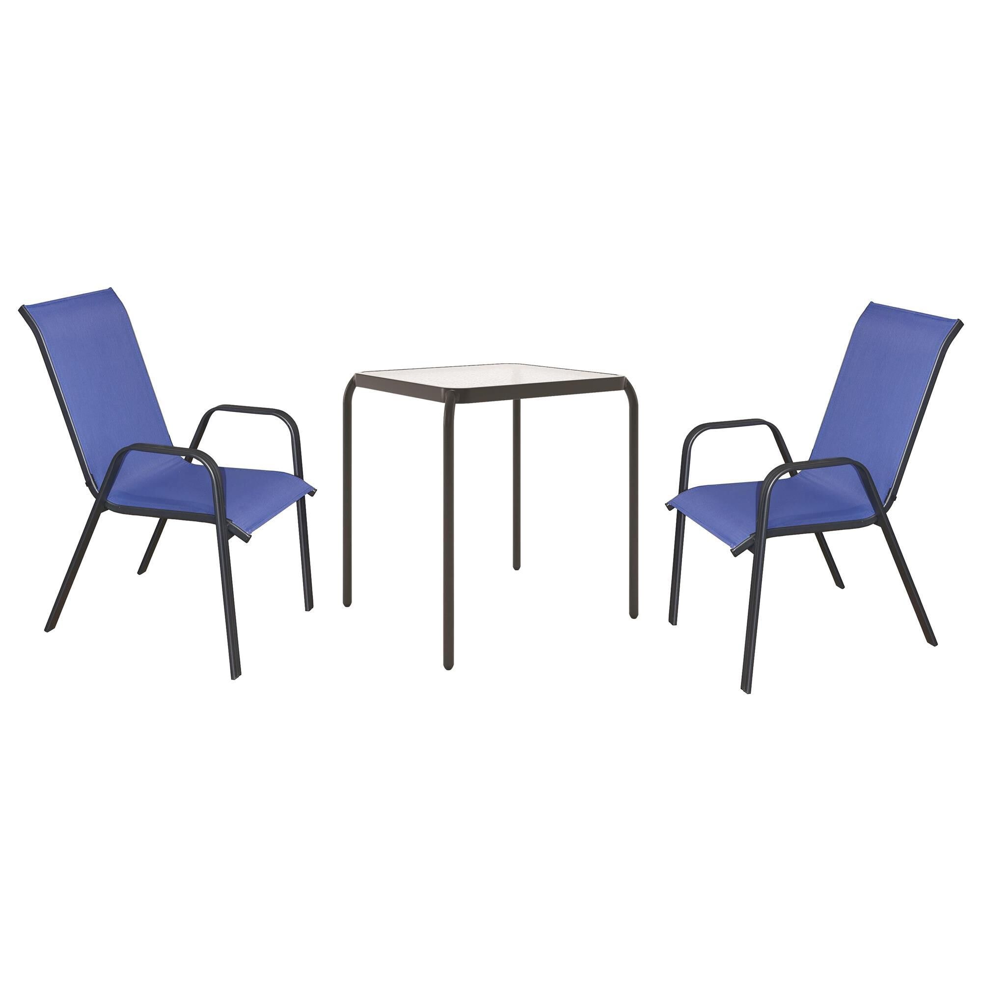 Redline Creation Inc. 3-Piece Patio Chat Set in Black and Navy Blue